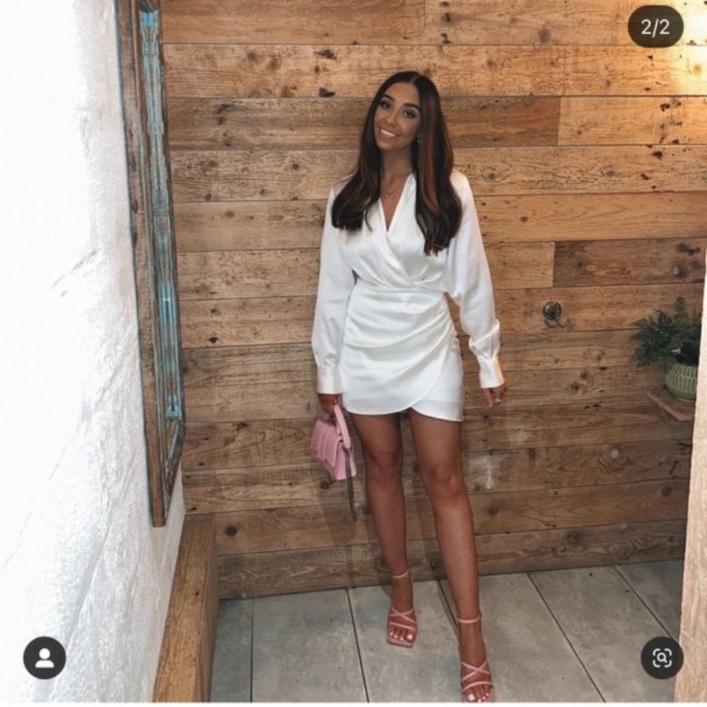 ZARA SATIN DRESS WHITE - Picture 3 of 6